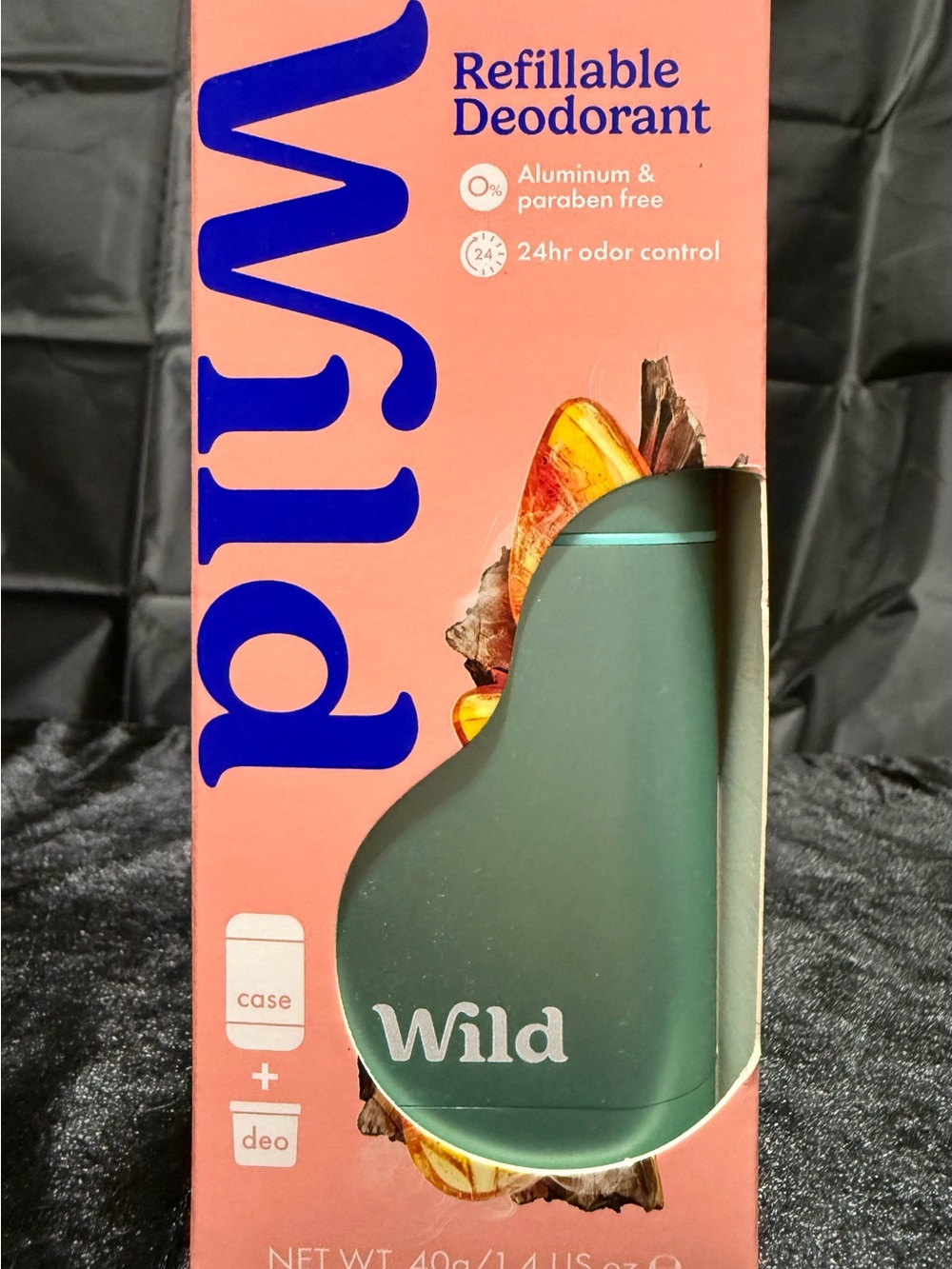Wild Refillable Deodorant Case in Mint Green with Amber & Oud deodorant stick